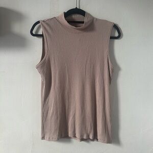 Rachel Zoe Neutral Mock Neck Sleeveless Top